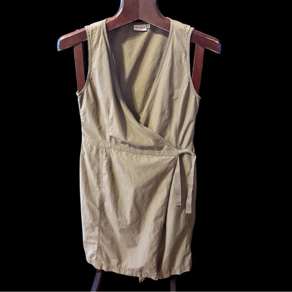 Jackpot ,France Sleeveless Wrap Dress in light brown olive colour size S